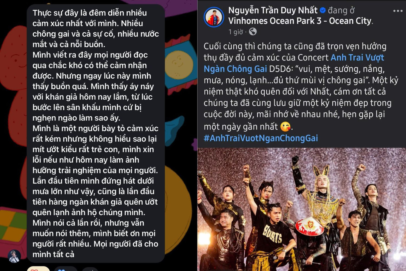 "Anh tài hướng nội" HuyR chia sẻ về đêm diễn đáng nhớ với nhiều cảm xúc, nhiều "chông gai" sự cố, nhiều nước mắt và nỗi buồn. "Anh tài hướng nội" HuyR chia sẻ về đêm diễn đáng nhớ với nhiều cảm xúc, nhiều "chông gai" sự cố, nhiều nước mắt và nỗi buồn.