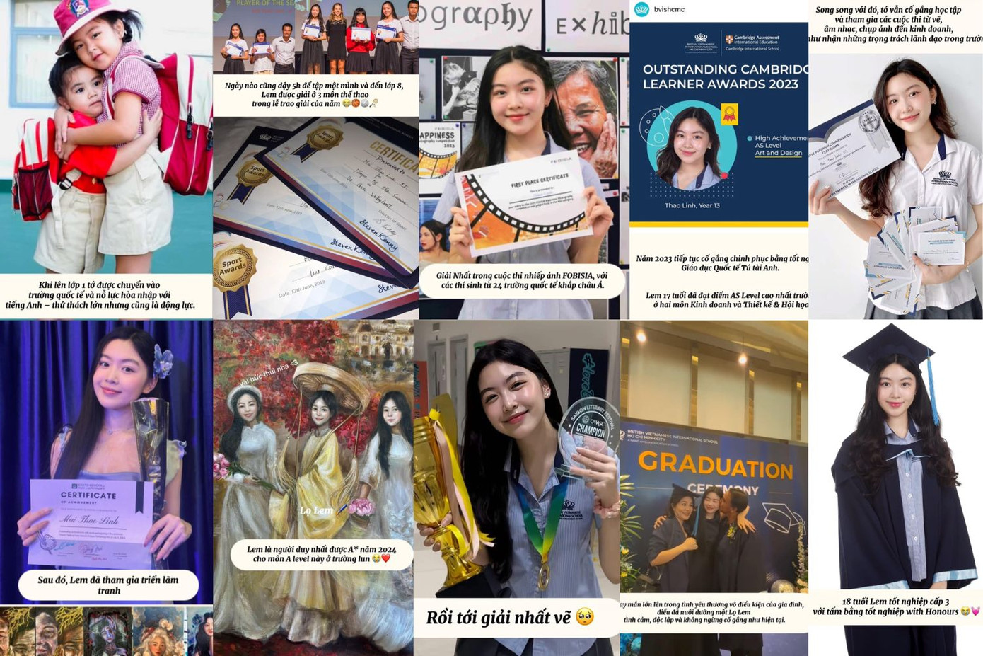 Lọ Lem gặt hái nhiều thành tích đáng nể, hiện đang theo học tại trường Đại học RMIT. Lọ Lem gặt hái nhiều thành tích đáng nể, hiện đang theo học tại trường Đại học RMIT.