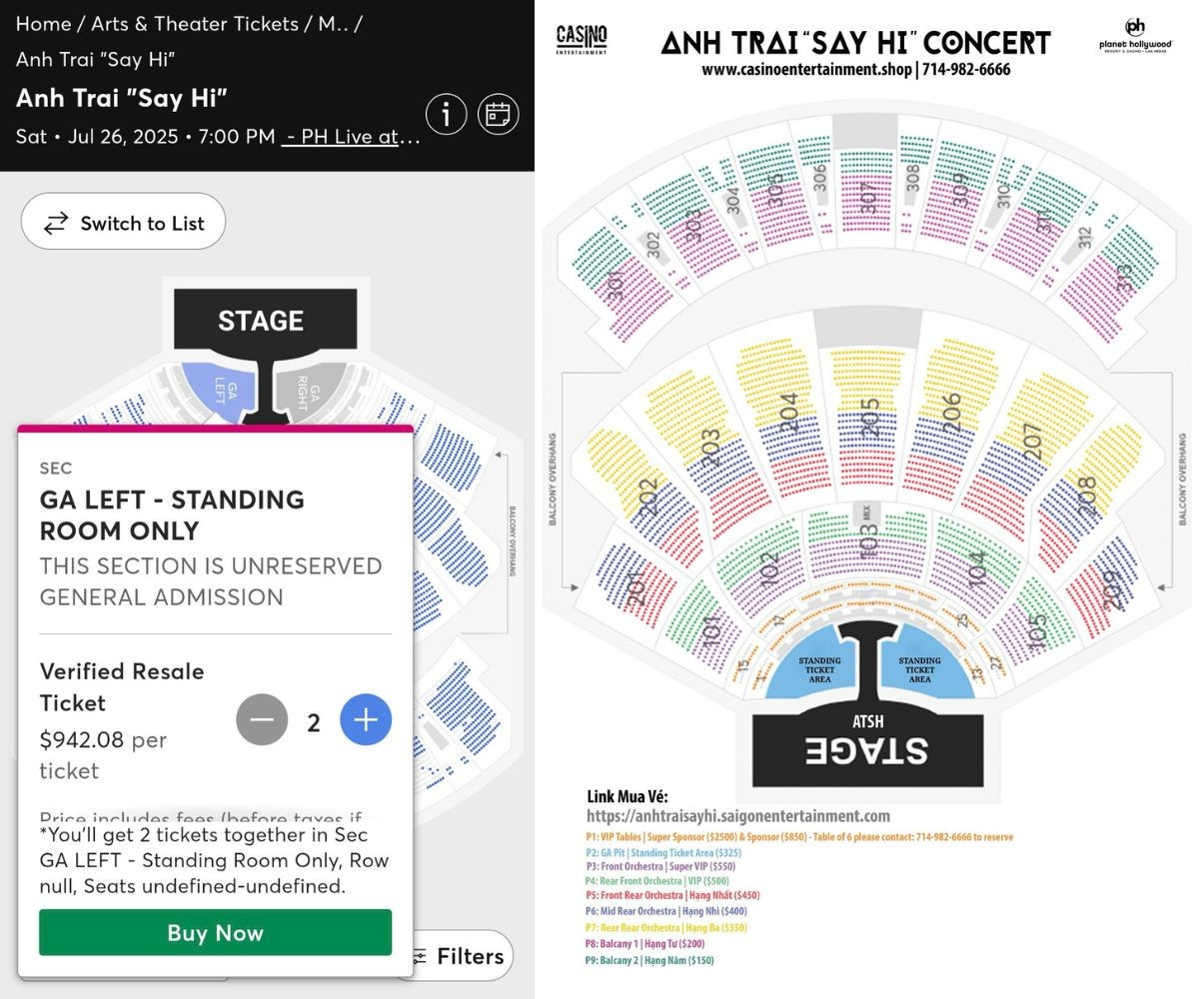 Giá vé bán lại khu GA cao gấp 3 lần giá gốc.