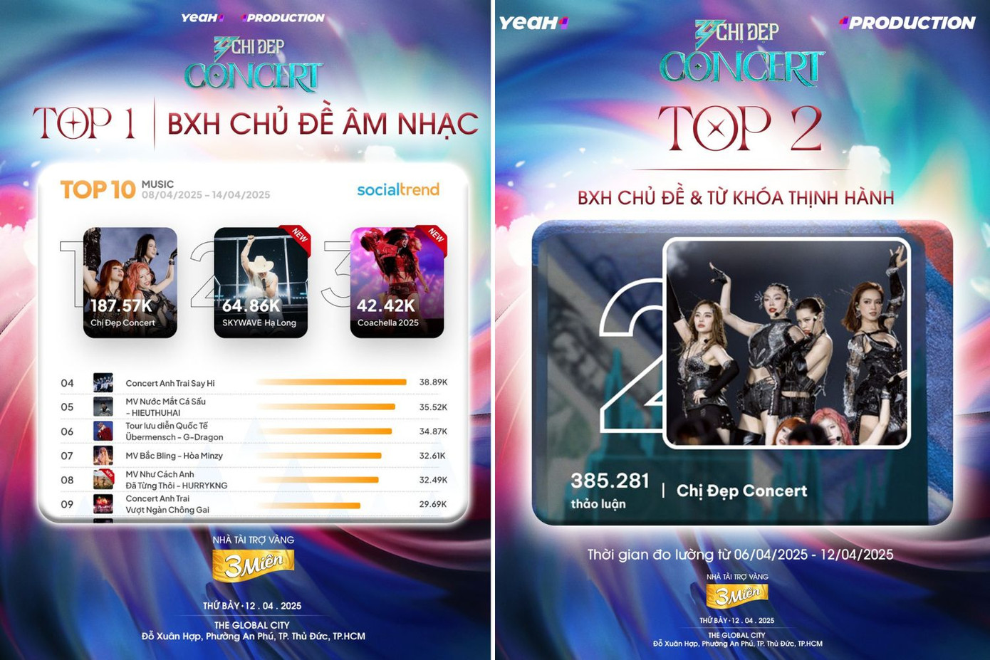 Chị Đẹp Concert "siêu ồn" trên mạng xã hội, được thể hiện qua các con số ấn tượng. - Ảnh: Fanpage Chị Đẹp Đạp Gió Rẽ Sóng