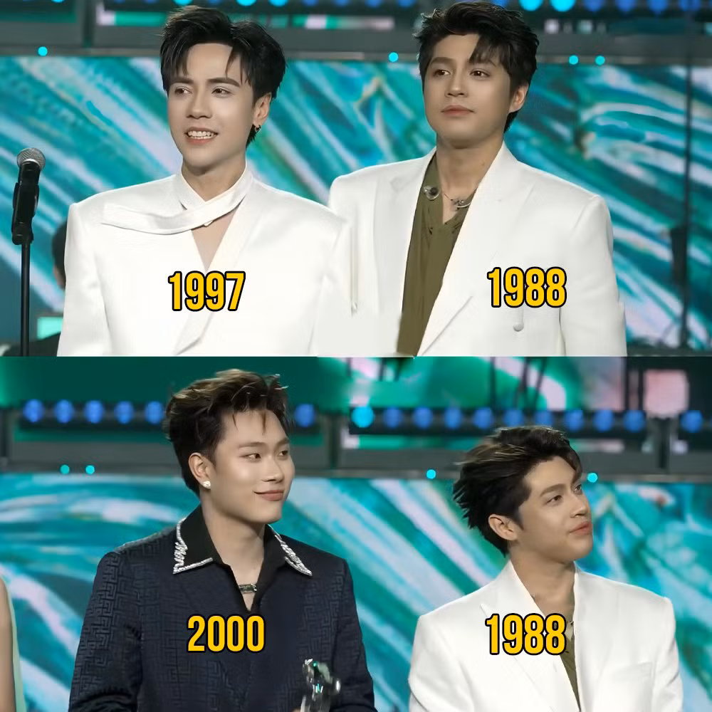 Chung khung hình với Quang Hùng MasterD và Dương Domic vào đầu năm 2025, Noo Phước Thịnh gây "sốc visual", được nhận xét không kém cạnh mà còn trông trẻ hơn đàn em. - Ảnh: Lớp Người Ta