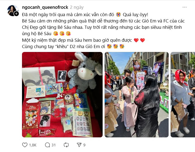 Chị đẹp Ngọc Ánh xúc động trước tình cảm của Gió Em, kêu gọi mọi người "cùng chung tay khều D-2".