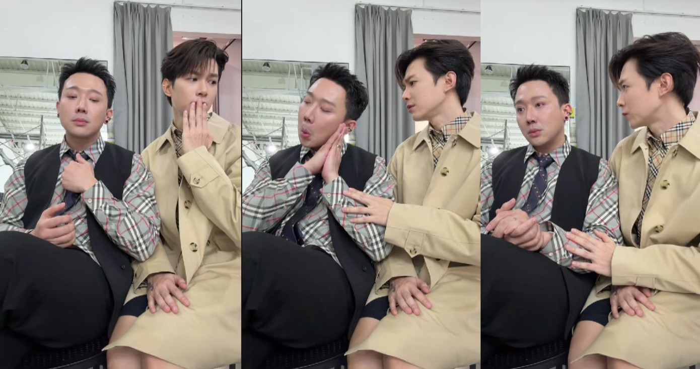 "Team qua đường" còn bắt gặp hai "anh trai" ở hậu trường chụp ảnh, suy đoán đang chụp poster cho một chương trình.