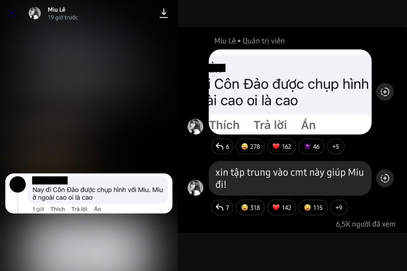 Miu Lê xác nhận đang đi du lịch ở Côn Đảo.