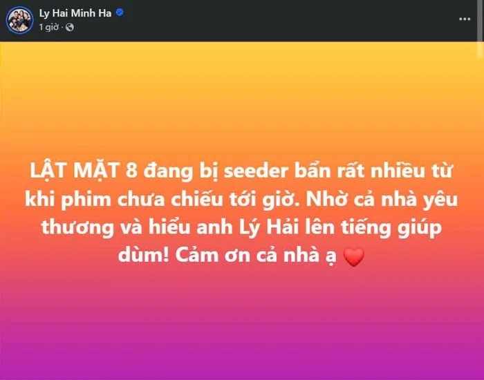 Trước đó, ngày 29/4, trên trang cá nhân, vợ chồng Lý Hải - Minh Hà đã đăng bài "cầu cứu" khán giả vì xuất hiện nhiều bình luận hạ bệ, chê phim dù chưa tới giờ chiếu.