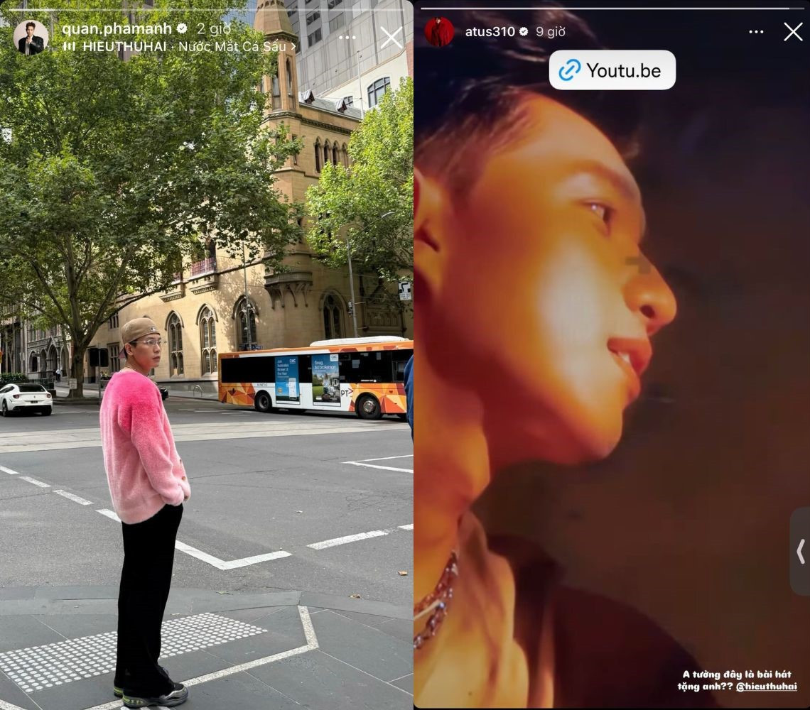 Quân A.P dùng nền nhạc Nước Mắt Cá Sấu đăng Story còn Anh Tú Atus lại bắt bẻ, "đòi nợ" HIEUTHUHAI: "Anh tưởng đây là bài hát tặng anh". Quân A.P dùng nền nhạc Nước Mắt Cá Sấu đăng Story còn Anh Tú Atus lại bắt bẻ, "đòi nợ" HIEUTHUHAI: "Anh tưởng đây là bài hát tặng anh".