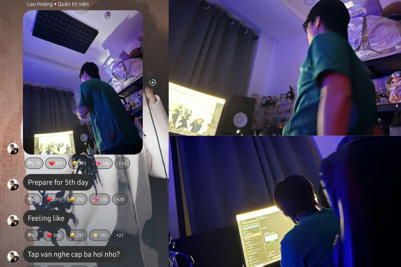 Lou Hoàng, Hải Đăng Doo thức xuyên đêm làm nhạc. Fan dự đoán các "anh trai" sẽ có bản phối mới của ca khúc Hút. Lou Hoàng, Hải Đăng Doo thức xuyên đêm làm nhạc. Fan dự đoán các "anh trai" sẽ có bản phối mới của ca khúc Hút.