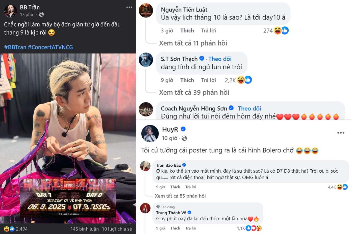 Phản ứng của dàn "anh tài" khi hay tin concert trở lại TP.HCM.