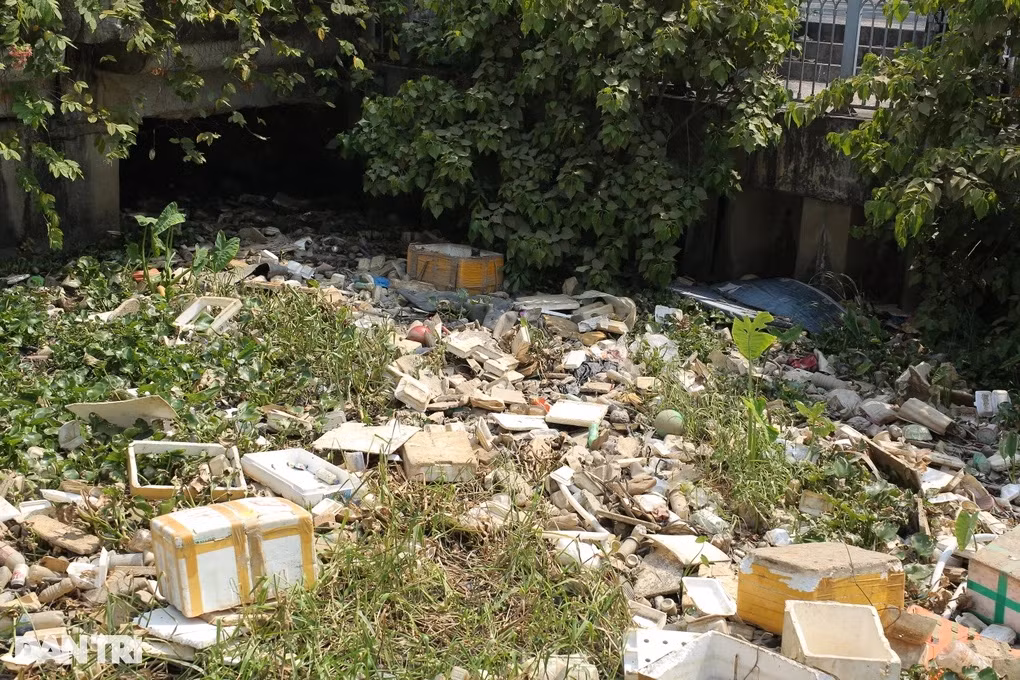 Đủ loại rác thải tại khu vực đầu kênh Nhiêu Lộc - Thị Nghè (Ảnh: An Huy).