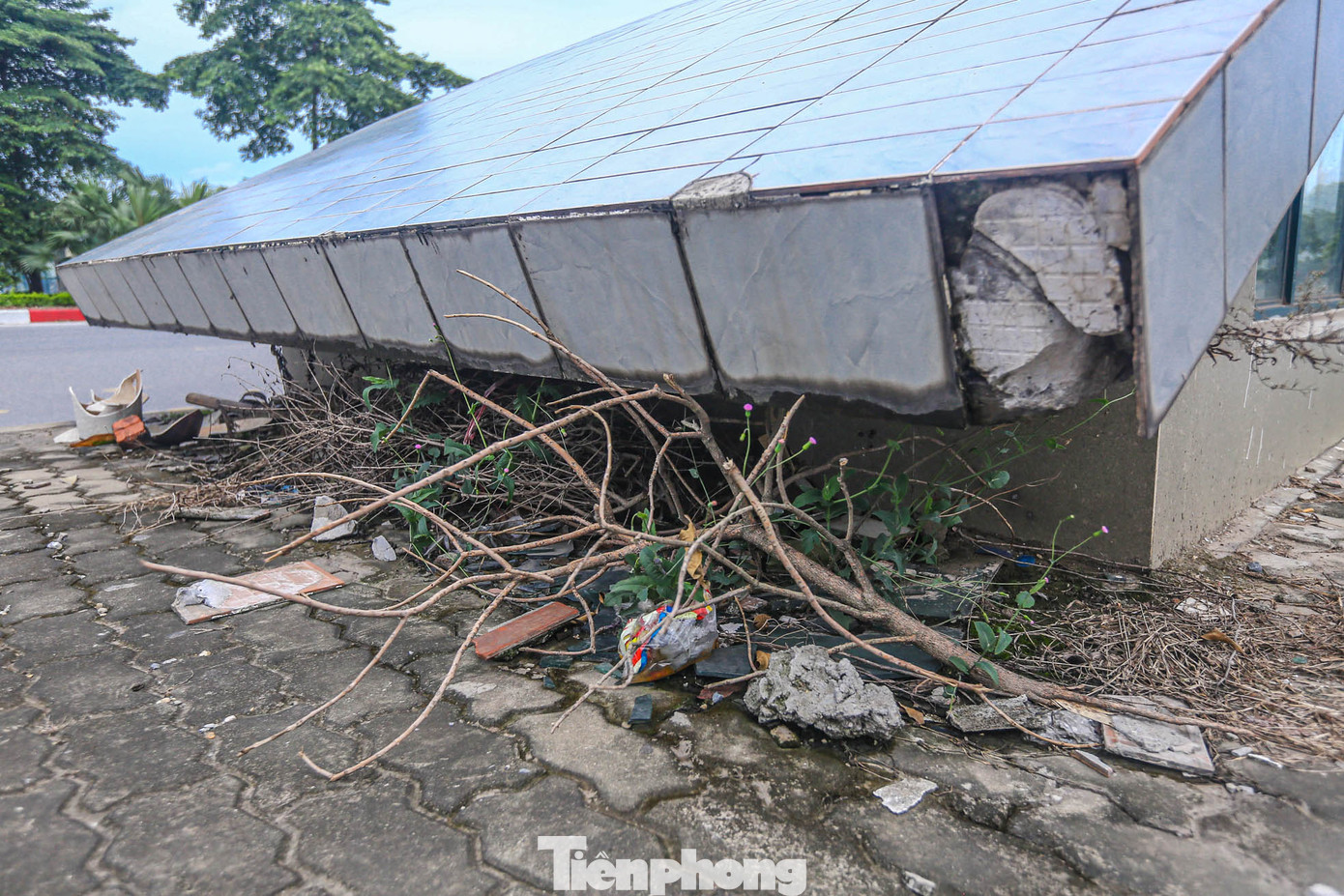 Rác bủa vây, bốc mùi xú uế xung quanh cửa hầm đi bộ.