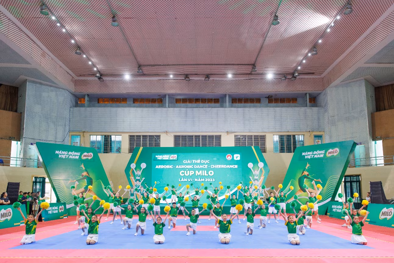 Giải thể dục Aerobic – Aerobic Dance – Cheer Dance – Cúp Nestlé MILO lần VI năm 2023 đã chính thức khai mạc vào sáng ngày 17_8 tại Nhà thi đấu Rạch Miễu