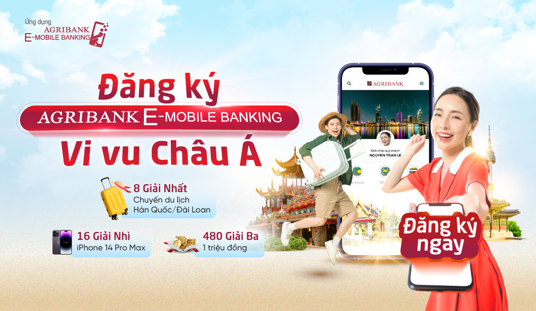 Mở tài khoản Agribank E-Mobile Banking, nhận nhiều giải thưởng giá trị.