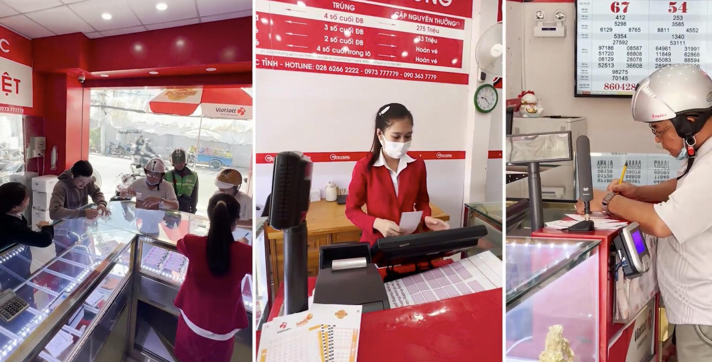 Điểm bán của chị Ngọc luôn tấp nấp người đến mua vé, nhất là gần giờ quay số mở thưởng.