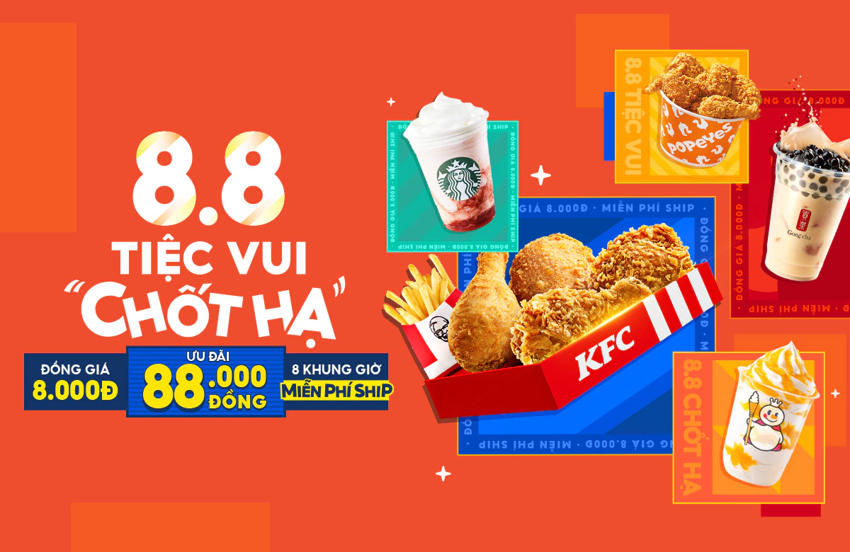 Chốt ngay các món ngon cực phẩm tại 8.8 Tiệc Vui “Chốt Hạ” trên ShopeeFood, chẳng còn lo mưa gió mỗi bữa trưa văn phòng.