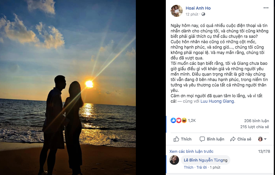 Hồ Hoài Anh lên tiếng về tin đồn ly hôn Lưu Hương Giang ảnh 1