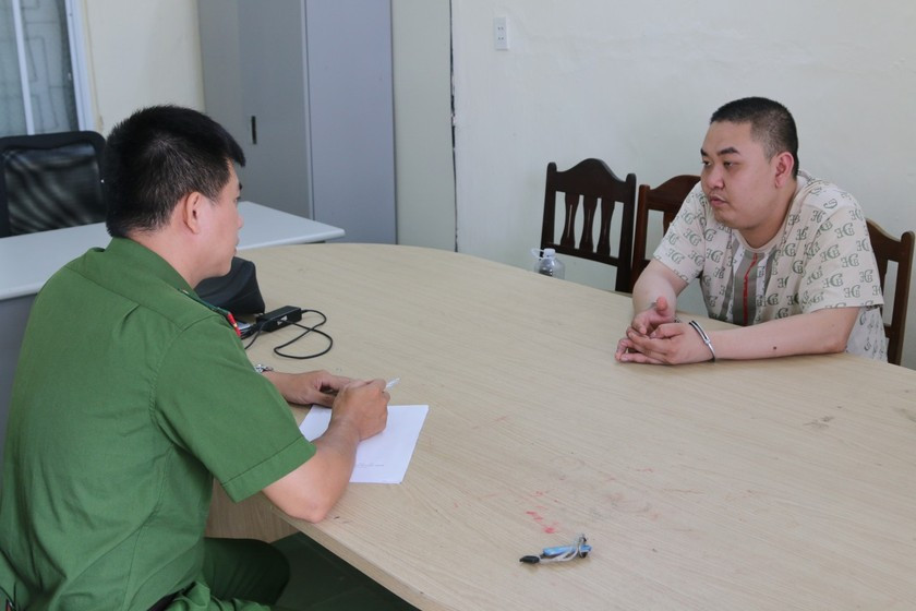 Đối tượng Trương Tiến Cường tại thời điểm bị bắt.