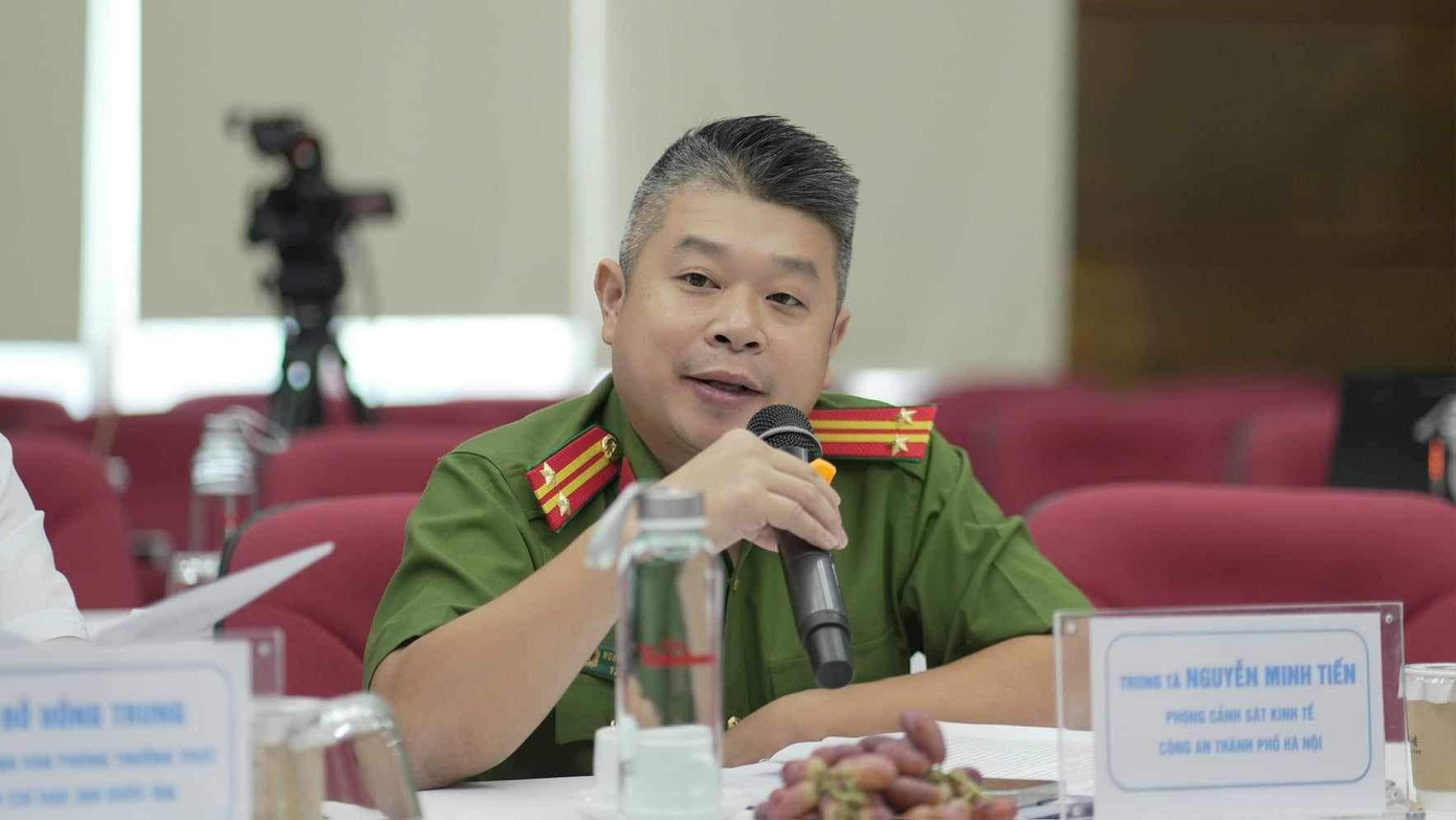 Trung tá Nguyễn Minh Tiến - Phòng Cảnh sát Kinh tế, Công an TP. Hà Nội.