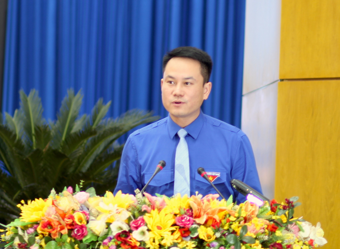 Anh Nguyễn Kim Quy - Phó Chủ tịch Thường trực Trung ương Hội LHTN Việt Nam phát biểu tại đại hội