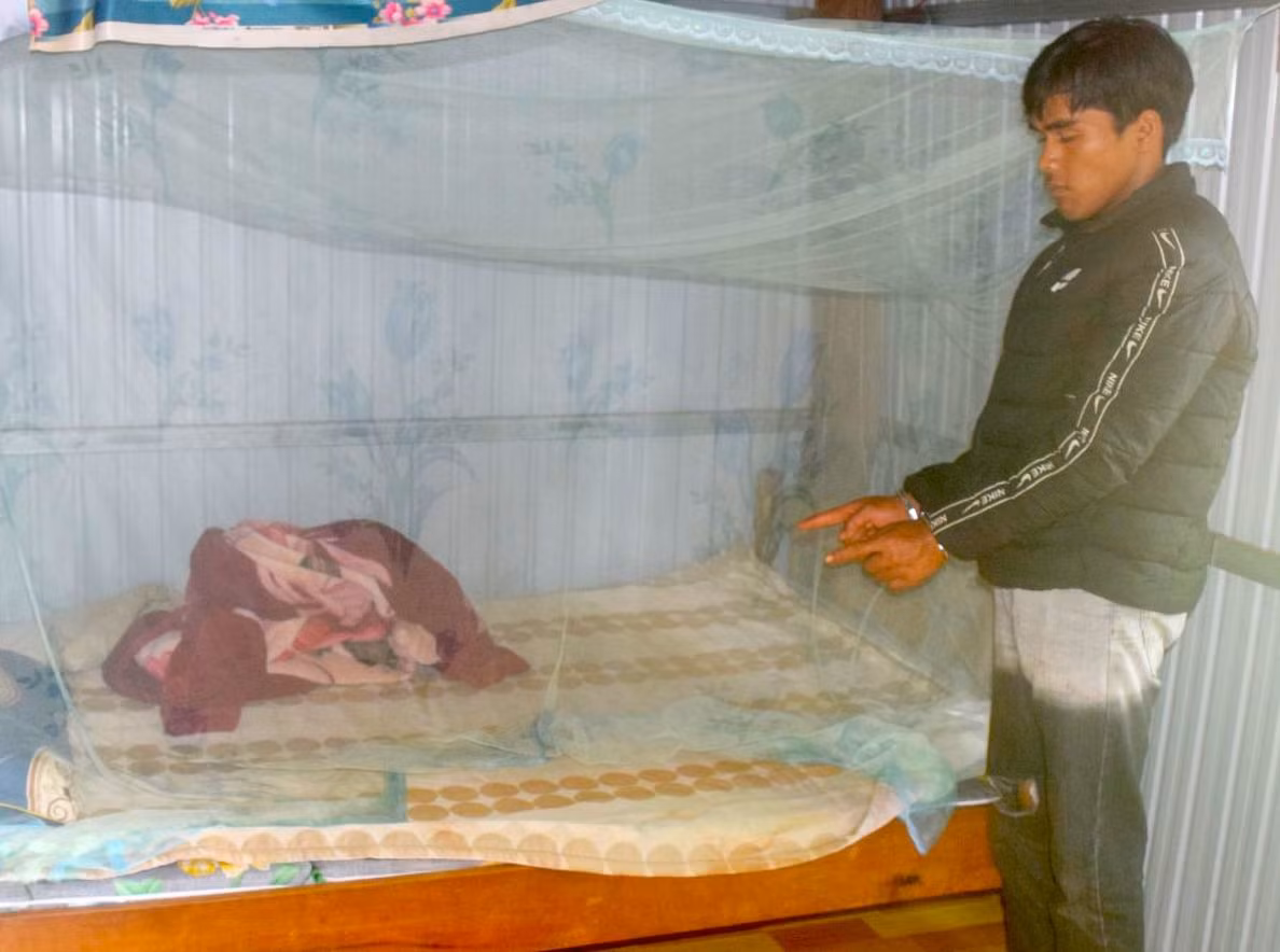 Đối tượng Rmah Krôn tại hiện trường. Ảnh: Đức Trọng