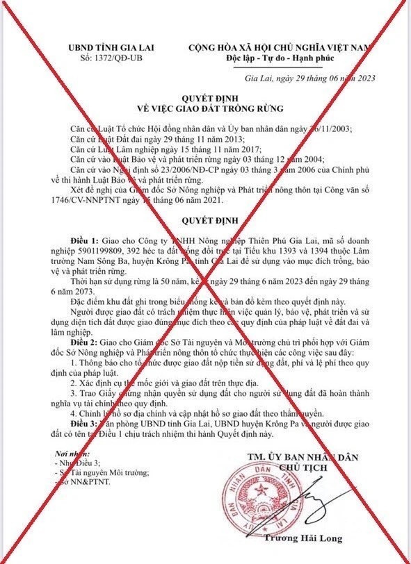 Quyết định giả liên quan tới vụ án