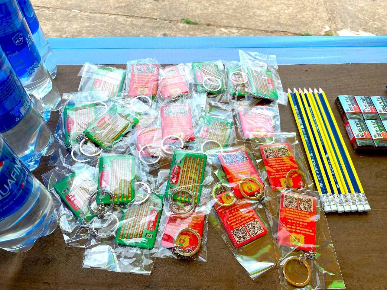 Đoàn thanh niên Công an tỉnh Kon Tum quyết định tặng móc khoá an ninh để cung cấp những khuyến cáo phòng các thủ đoạn lừa đảo