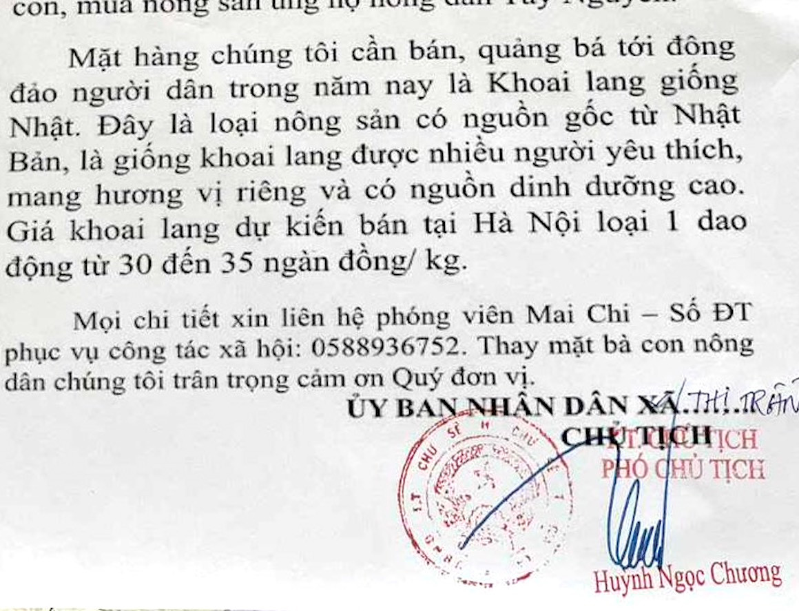 Thư mời kết nối nông sản ủng hộ nông dân Việt