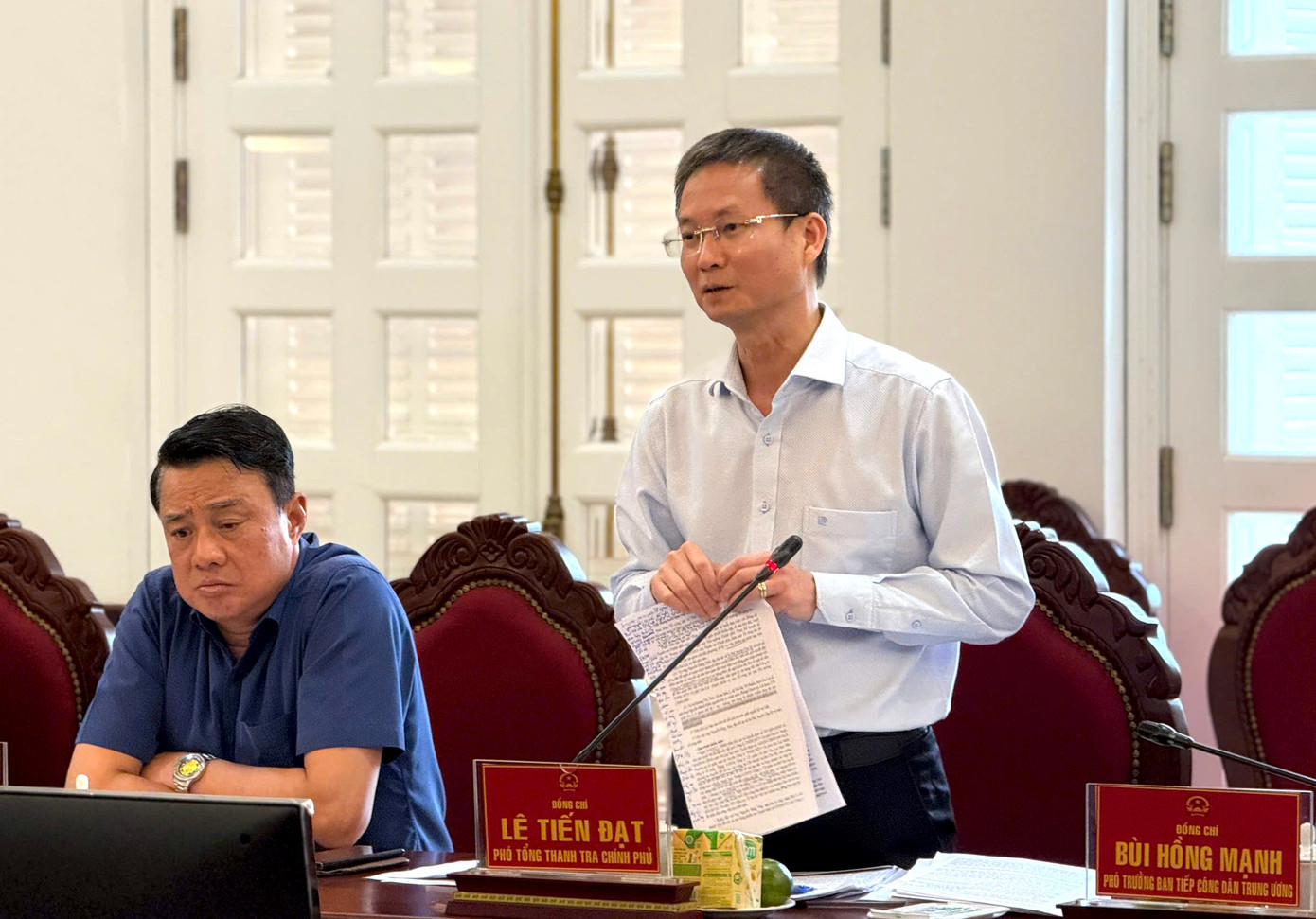 Phó Tổng Thanh tra Chính phủ Lê Tiến Đạt phát biểu tại buổi làm việc