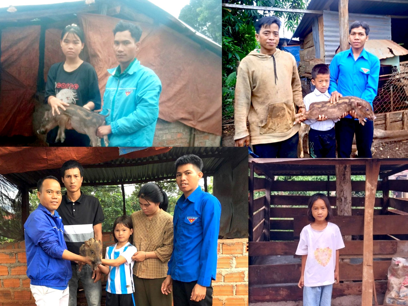 Nhìn các em học sinh nghèo cùng gia đình nhận "Mô hình sinh kế" là những chú heo ai cũng xúc động, mong các em sẽ nỗ lực để vươn lên trong cuộc sống.