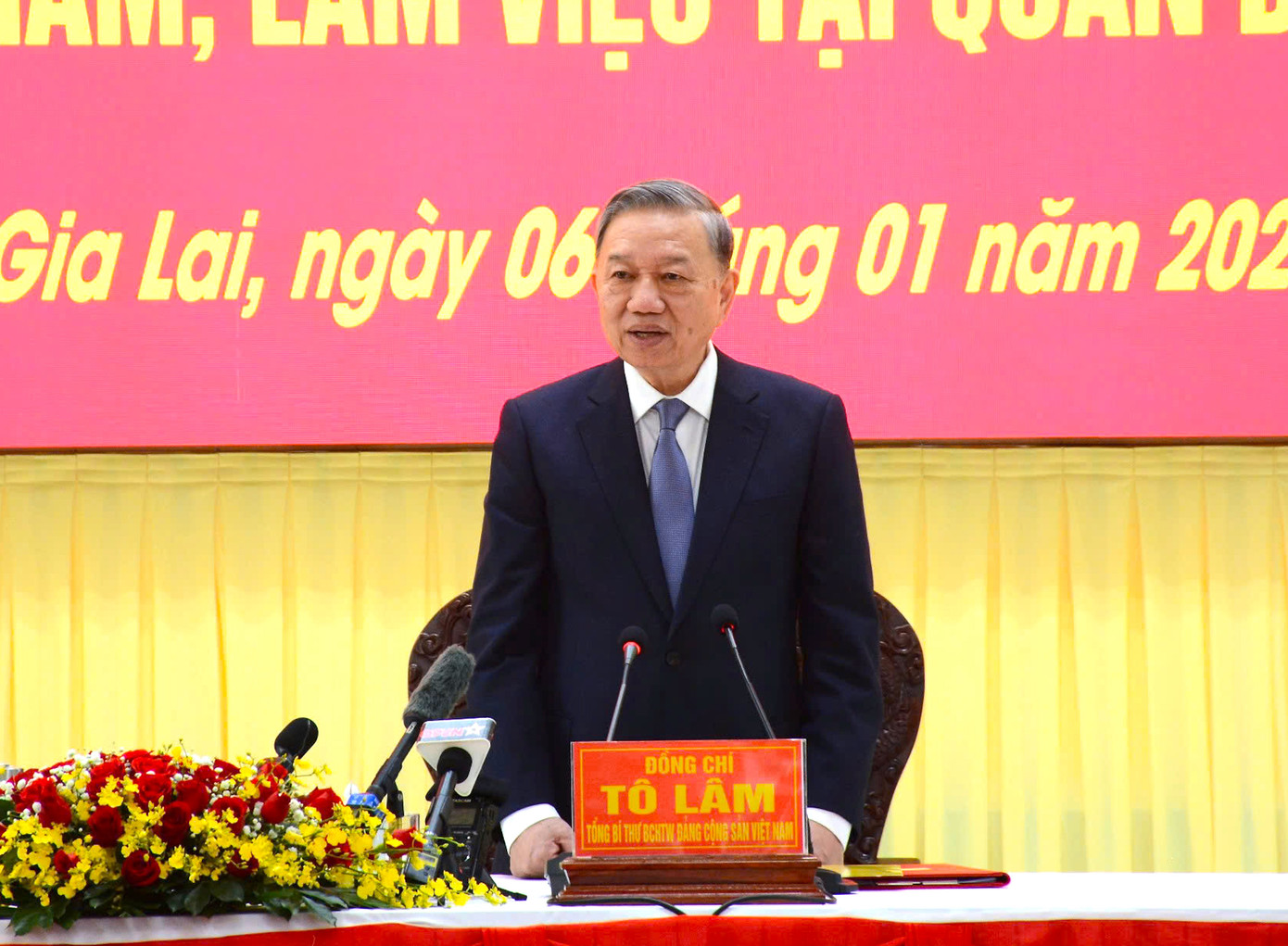 Tổng Bí thư Tô Lâm phát biểu chỉ đạo tại buổi làm việc với Quân đoàn 34.