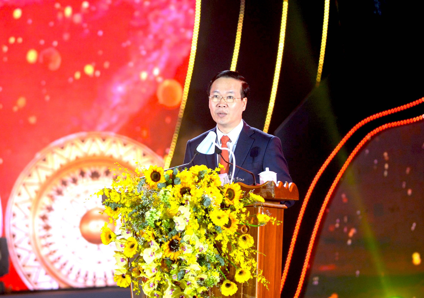 Thường trực Ban Bí thư Võ Văn Thưởng phát biểu tại Lễ Kỷ niệm 110 năm Ngày thành lập tỉnh Kon Tum