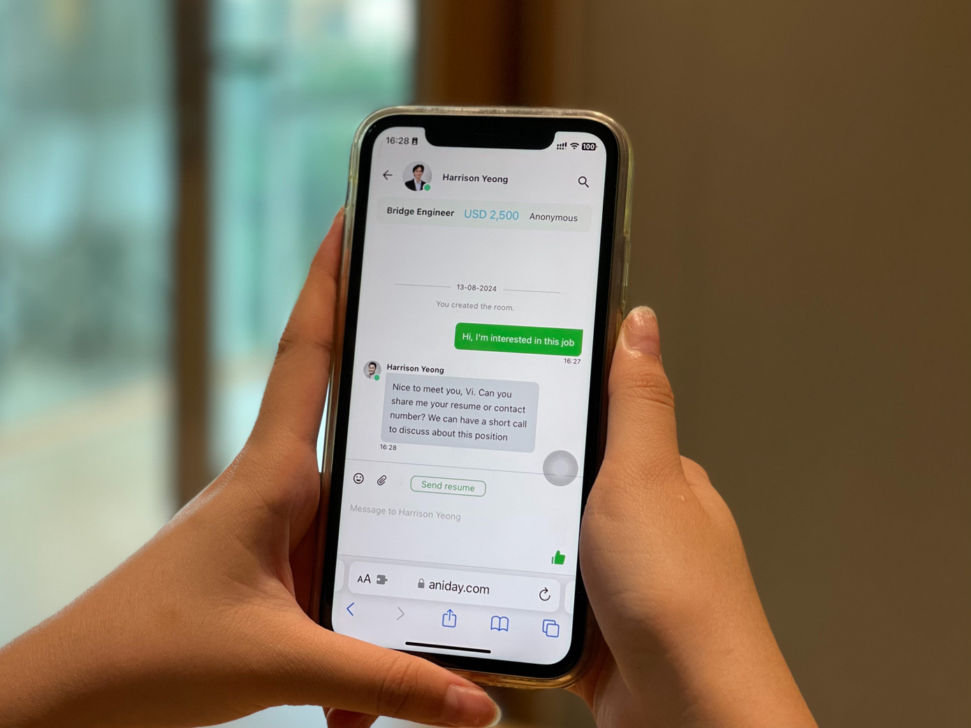 Hệ thống chat của Aniday.com giúp ứng viên kết nối trực tiếp với các headhunter Hệ thống chat của Aniday.com giúp ứng viên kết nối trực tiếp với các headhunter