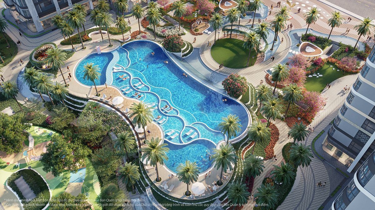 The Opus One là dự án duy nhất sở hữu hồ bơi vô cực 3 tầng và pool-bar lần đầu tiên xuất hiện tại đại đô thị Vinhomes Grand Park