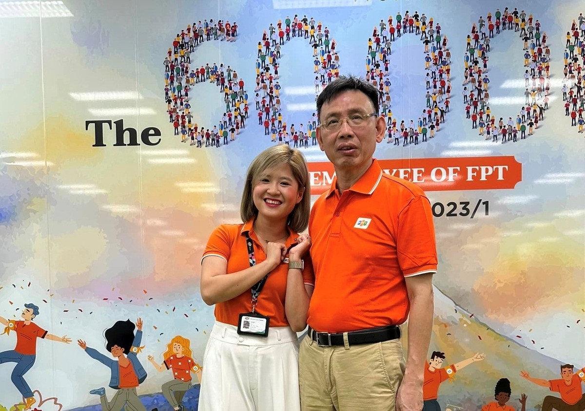 Chị Ngô Thu Huyền và ông Đỗ Cao Bảo - Phó Tổng giám đốc FPT