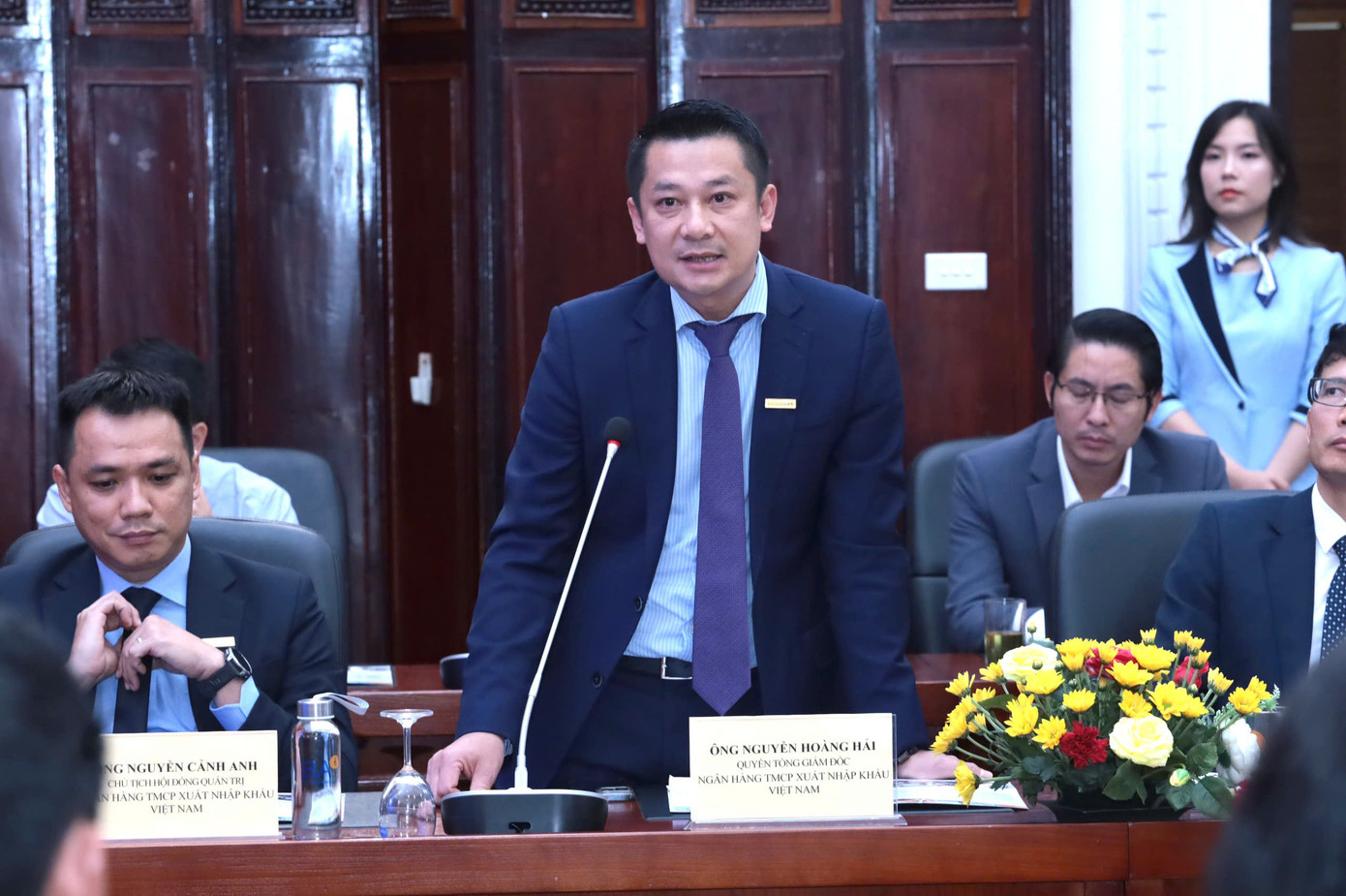 Ông Nguyễn Hoàng Hải - Quyền Tổng Giám đốc Eximbank phát biểu tại buổi Lễ