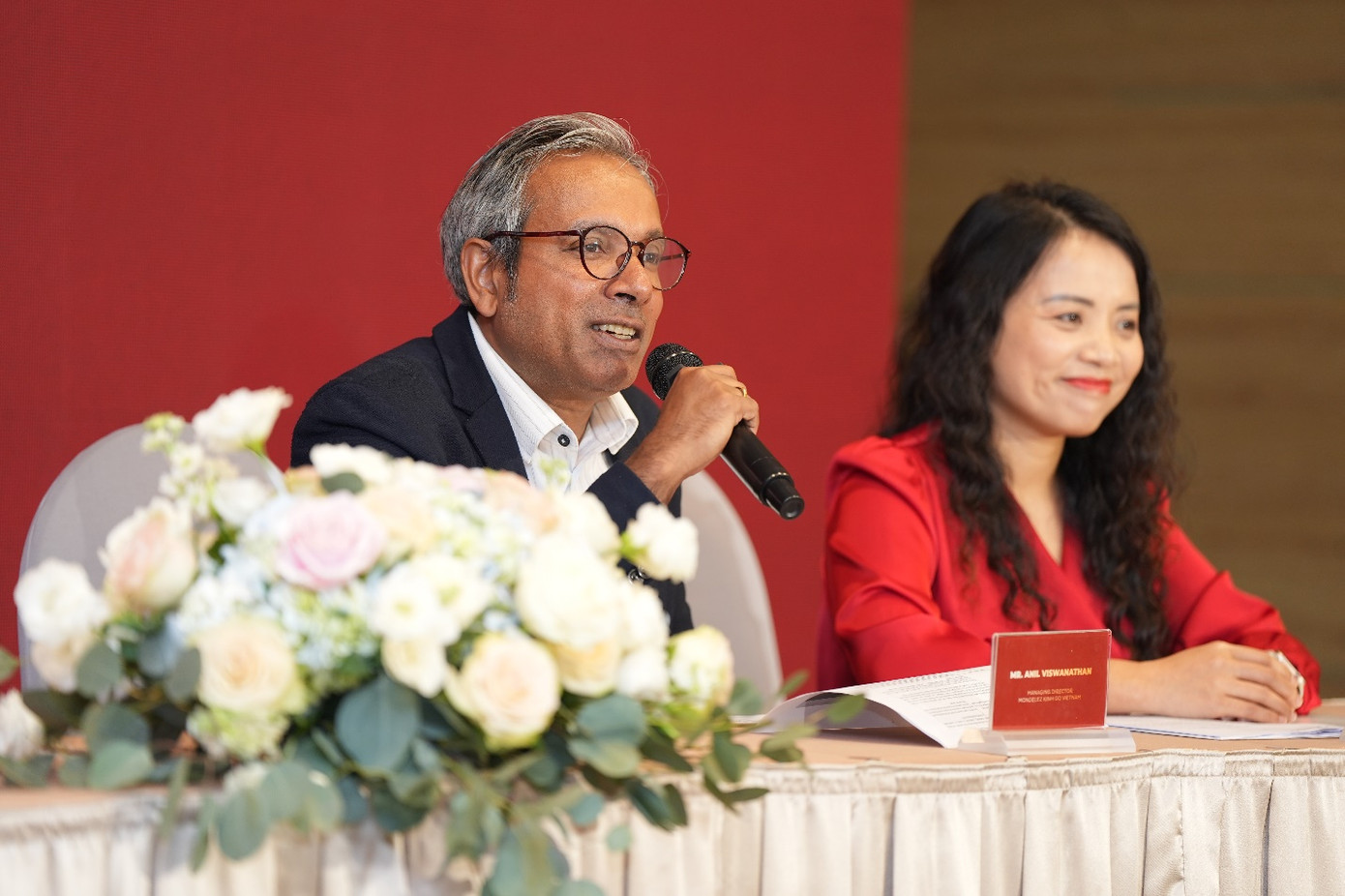 Ông Anil Viswanathan, Giám đốc điều hành Mondelez Kinh Đô Việt Nam phát biểu tại buổi lễ Ông Anil Viswanathan, Giám đốc điều hành Mondelez Kinh Đô Việt Nam phát biểu tại buổi lễ