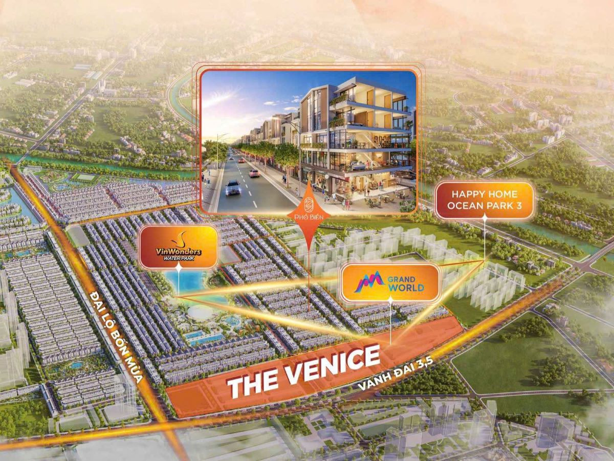 Phố Biển sở hữu vị trí đắc địa kế cận “Tam giác vàng du lịch - giải trí - dịch vụ” trong lòng “Quận Nghỉ dưỡng” Vinhomes Ocean Park 3