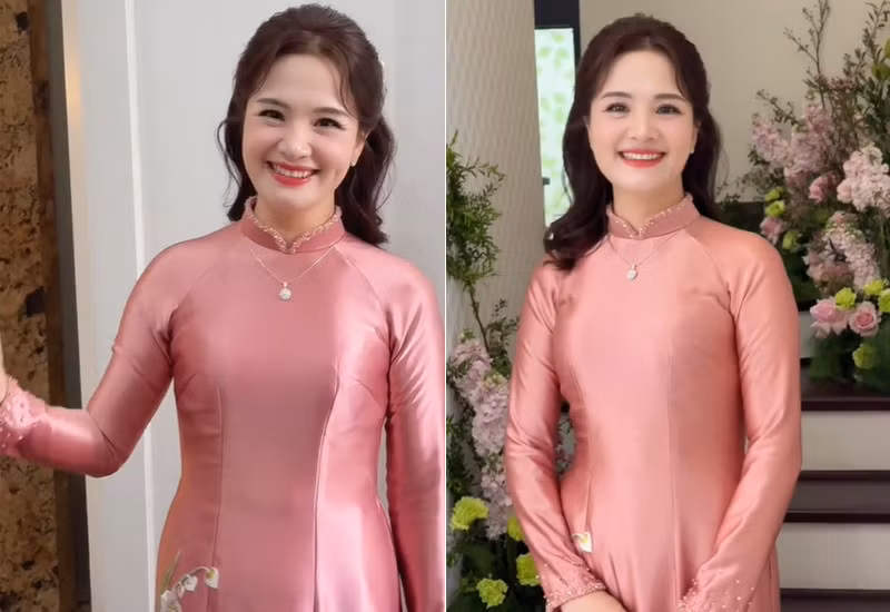 Vẻ đẹp ngọt ngào của mẹ cô dâu thu hút sự chú ý của dân mạng. Ảnh: cắt từ clip: Linh Thùy