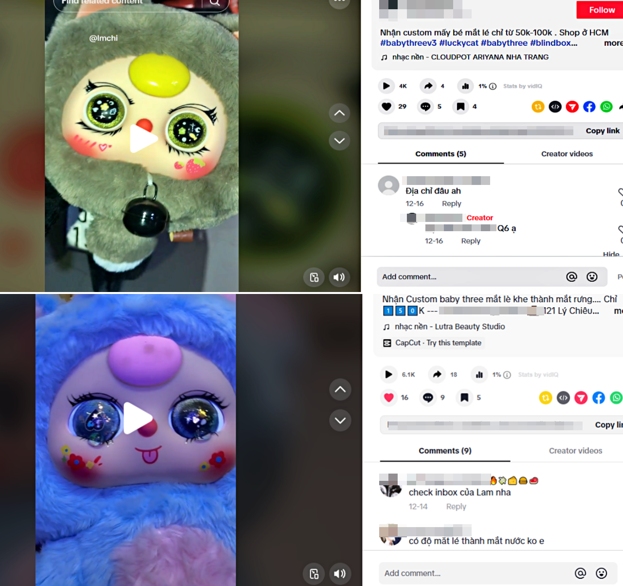 Dịch vụ trang điểm, vẽ mặt, mắt... Baby Three theo yêu cầu cũng được quảng cáo rầm rộ. Ảnh: Chụp màn hình