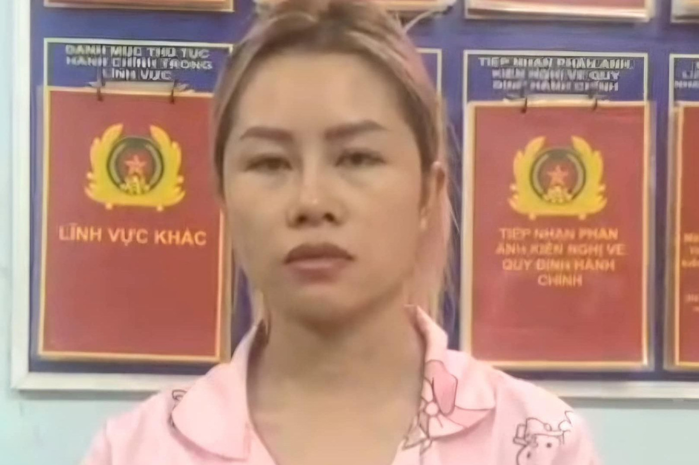 Nguyễn Thị Thu Huyền tại cơ quan công an. Ảnh: Công an cung cấp. Nguyễn Thị Thu Huyền tại cơ quan công an. Ảnh: Công an cung cấp.