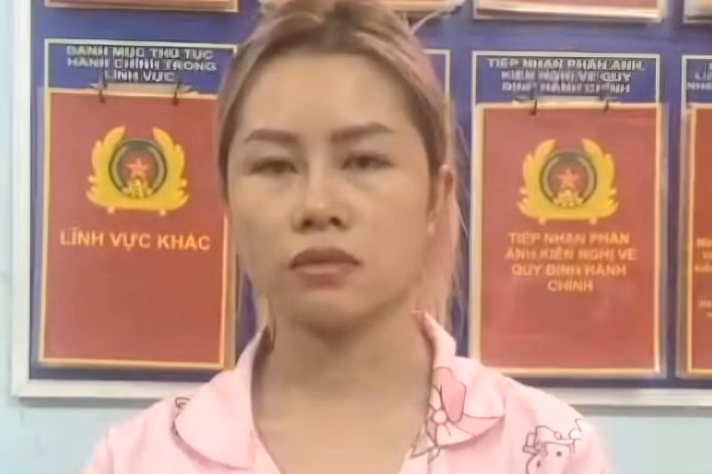 Nguyễn Thị Thu Huyền tại cơ quan công an. Ảnh: Công an cung cấp. Nguyễn Thị Thu Huyền tại cơ quan công an. Ảnh: Công an cung cấp.
