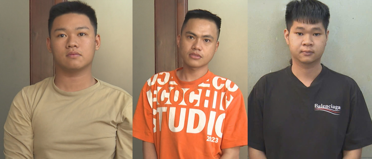 Từ trái qua, Hải, Trường và Phát. Ảnh: Công an cung cấp.