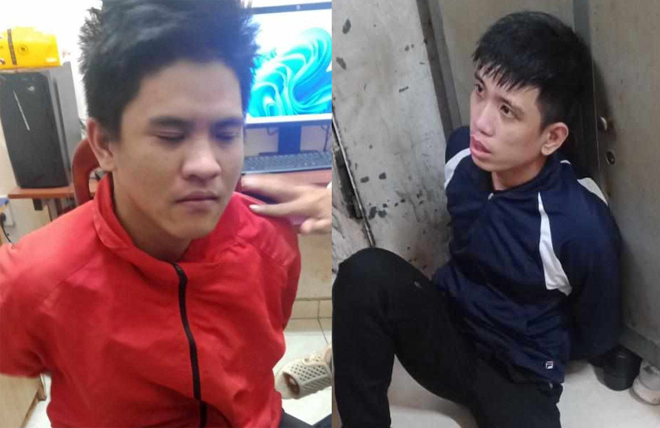 Huy và Phước tại cơ quan công an. Ảnh: A.X. Huy và Phước tại cơ quan công an. Ảnh: A.X.