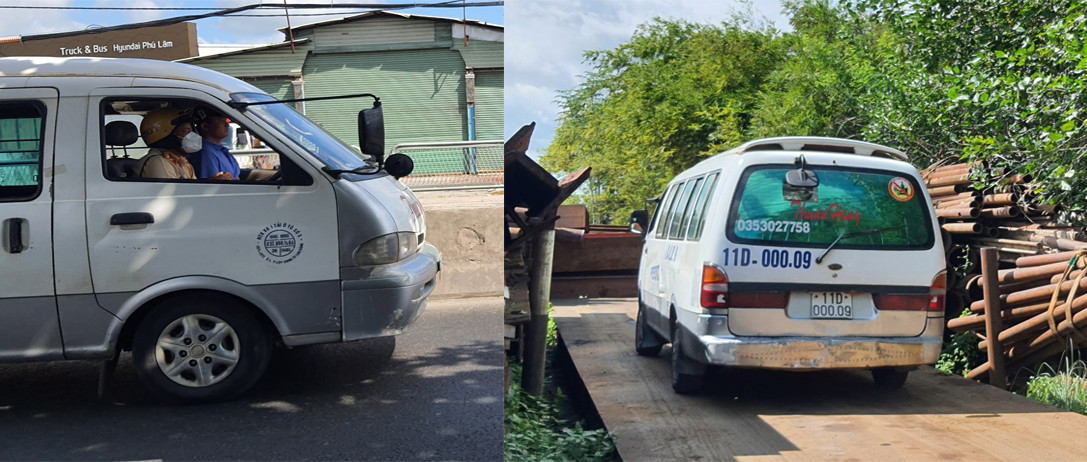 CSGT áp tải ô tô 16 chỗ, đưa về trạm cân để cân tải trọng.