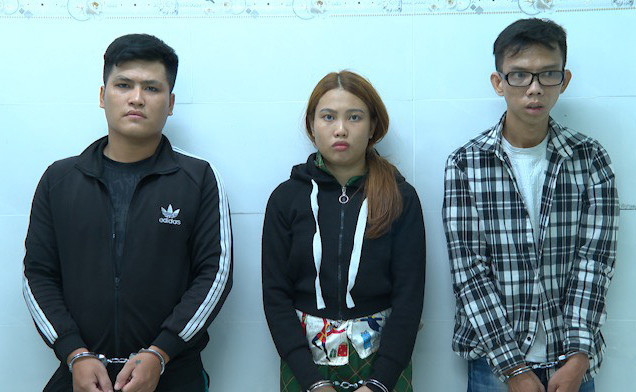 Từ trái qua, Tài, Hương và Hào. Ảnh: Công an cung cấp.