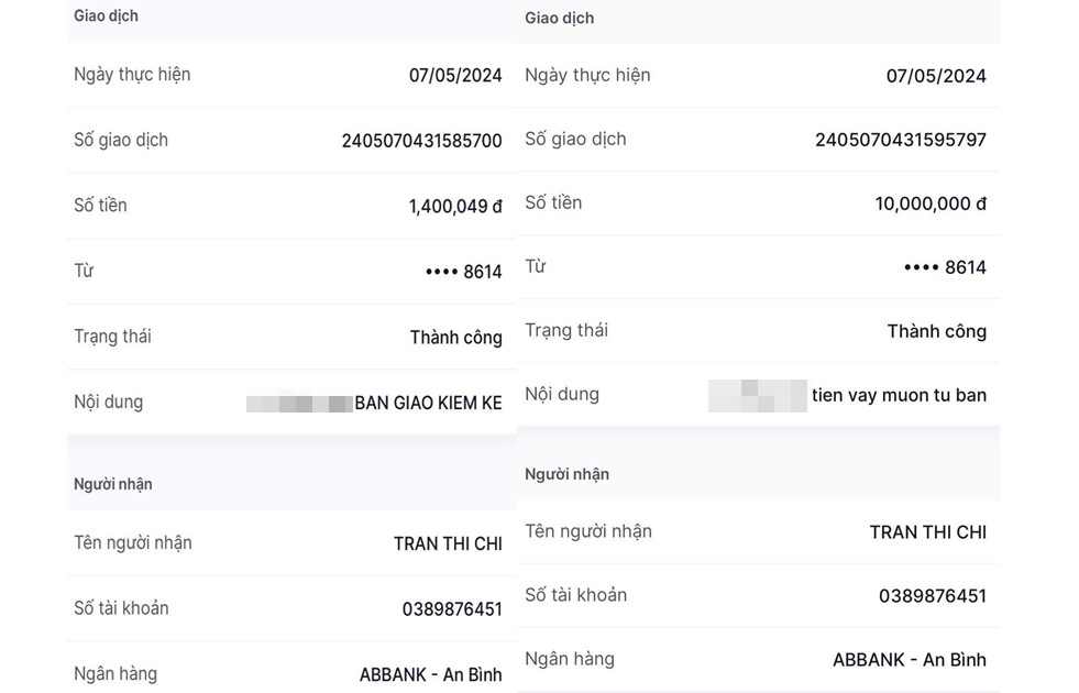 Chị A. chuyển tiền hơn 11 triệu đồng cho kẻ gian. Ảnh: H.T.