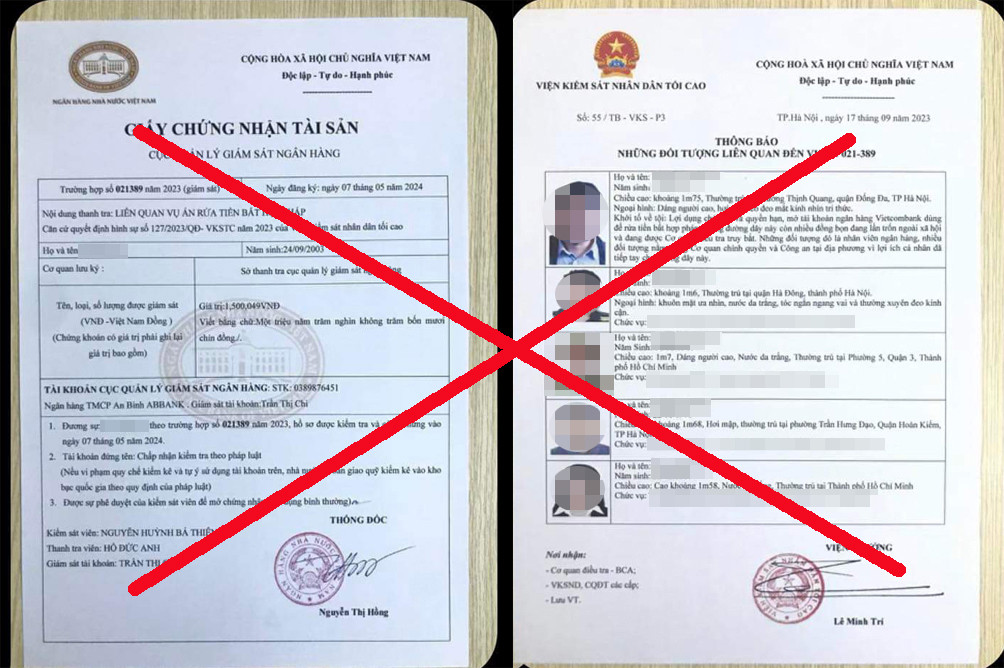 Các giấy tờ giả mạo mà kẻ gian gửi cho nữ sinh viên. Ảnh: H.T.