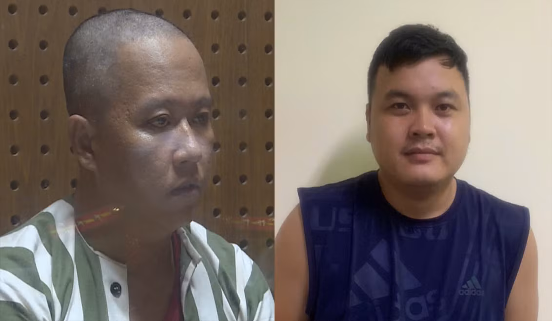 Phan Minh Trung (bên trái) và Nguyễn Thành Tài. Ảnh: Công an cung cấp.