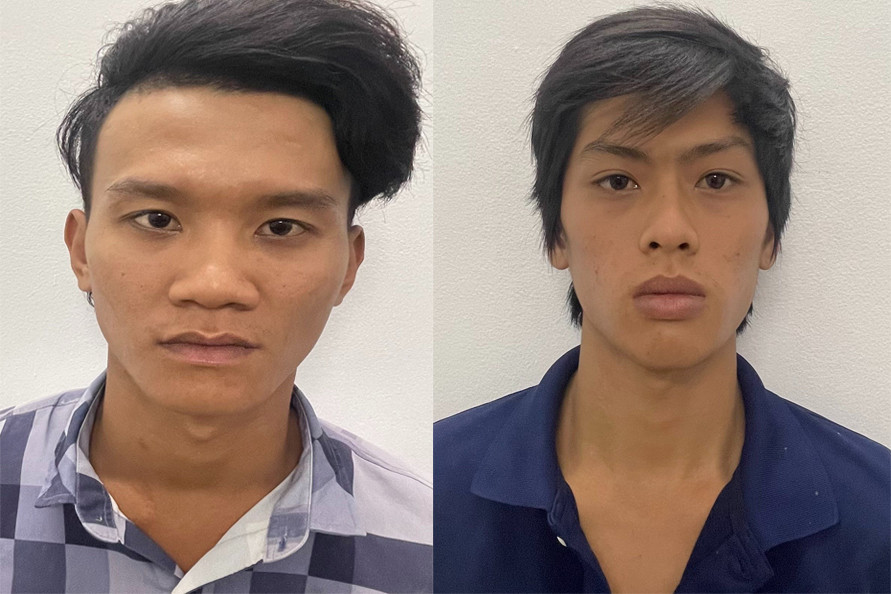 Nghi can Dương Nhật Tiếng (bên trái) và Nguyễn Công Thịnh. Nghi can Dương Nhật Tiếng (bên trái) và Nguyễn Công Thịnh.