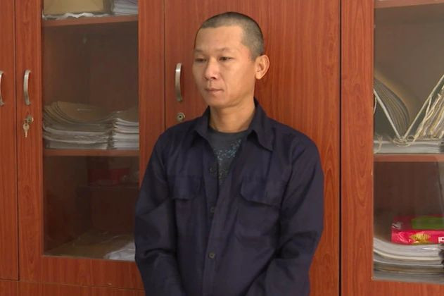 Trần Thanh Sang tại cơ quan công an. Ảnh: Công an cung cấp.