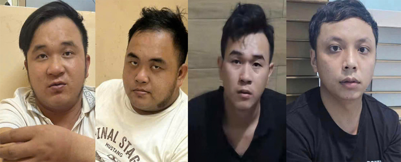 Từ trái qua, các đối tượng Thân, Thế, Linh và Kiệt. Ảnh: Công an cung cấp. Từ trái qua, các đối tượng Thân, Thế, Linh và Kiệt. Ảnh: Công an cung cấp.